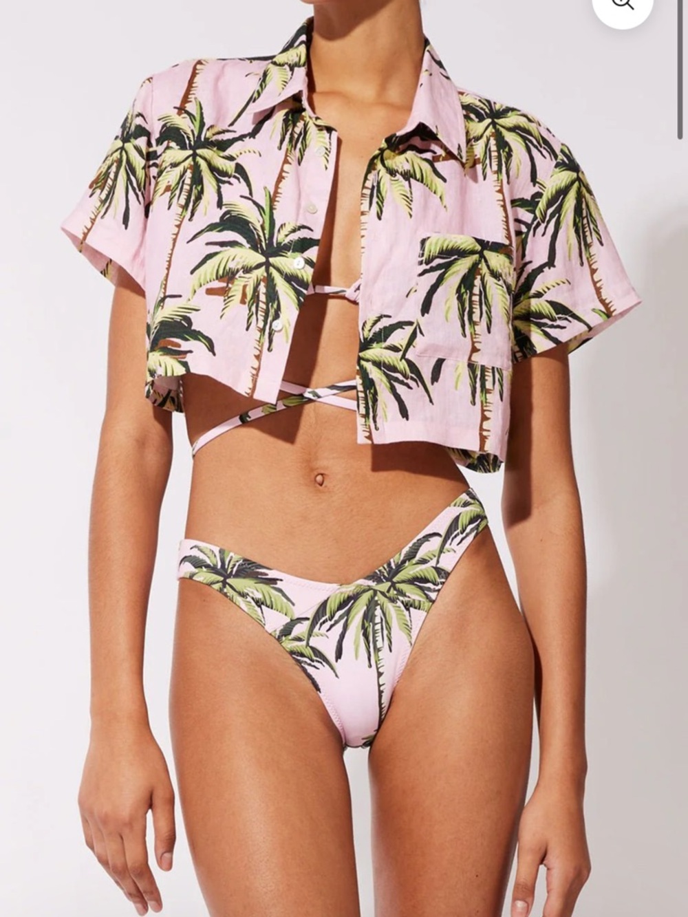 SOLID & STRIPED x Palm Tree Crew Cropped Cabana Shirt NWT